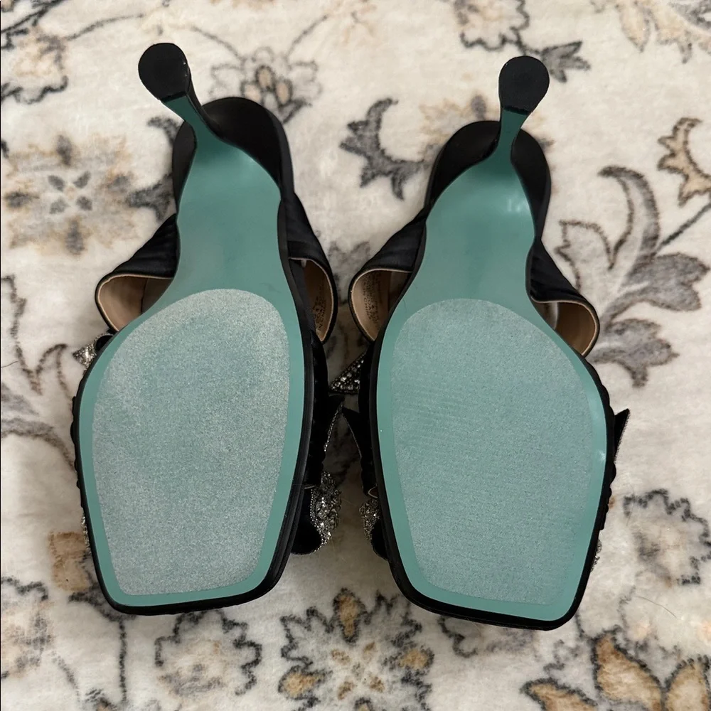 Betsey Johnson Black Heels with Rhinestone Embellishments - Picture 3 of 7